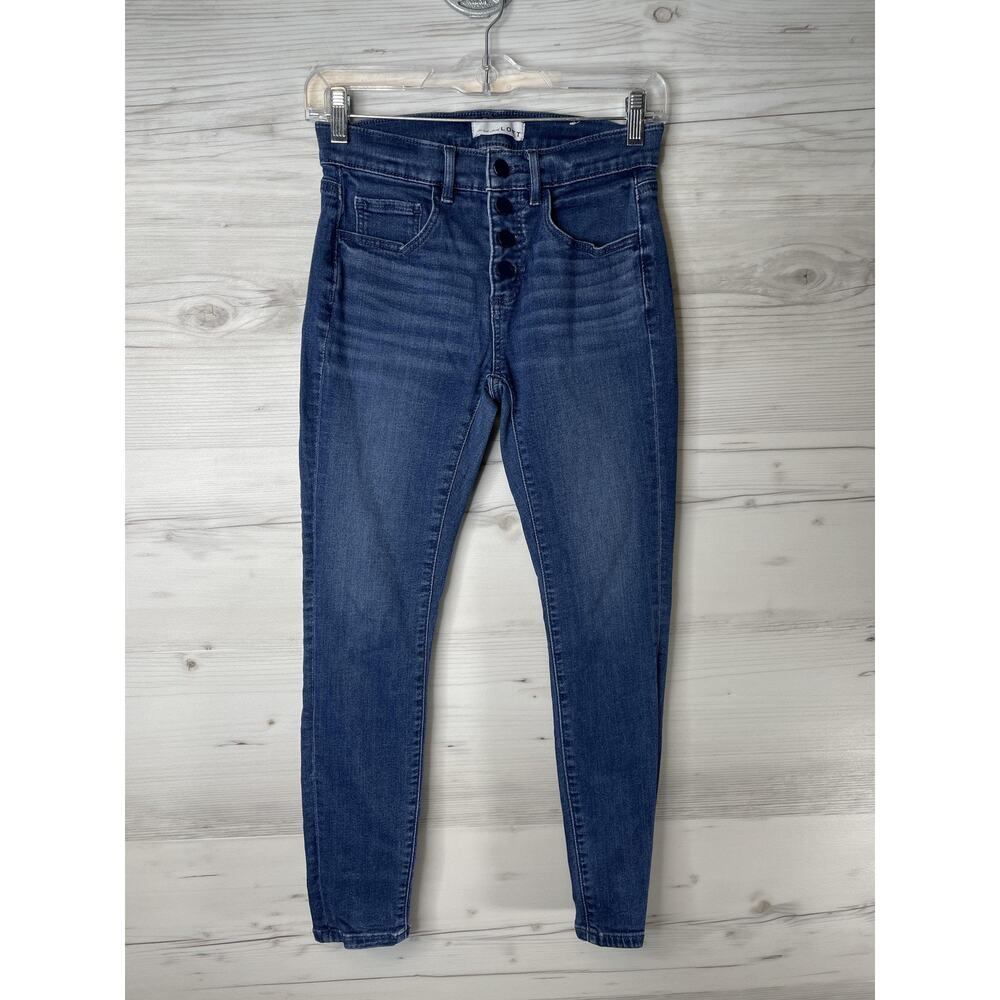 LOFT Womens 25 Petite Blue High Rise Skinny Button‎ Fly Stretch Jeans 535797P